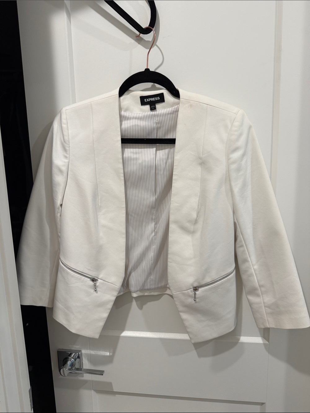 Express White Open-Front Cropped Blazer
